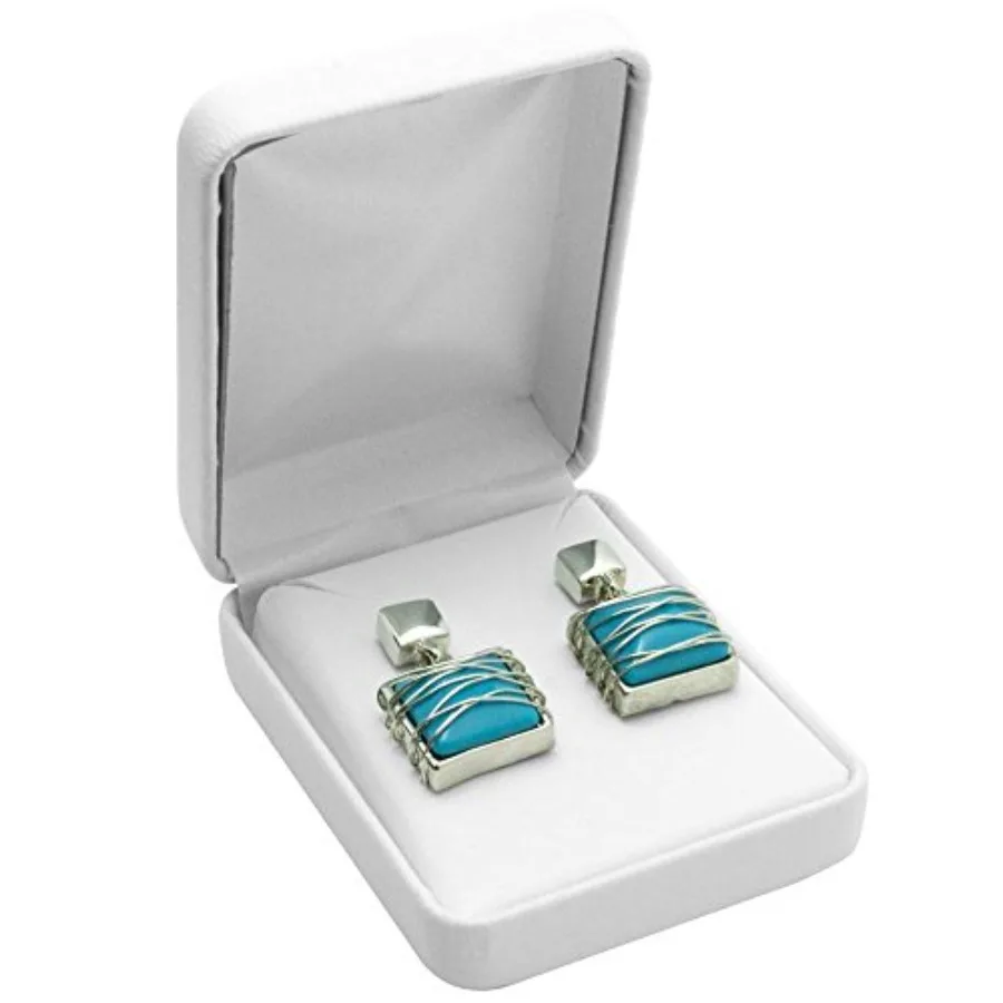 

White Leather Jewelry Earring Display Packaging Boxes Holds 1 Pair of Jewelry Earrings