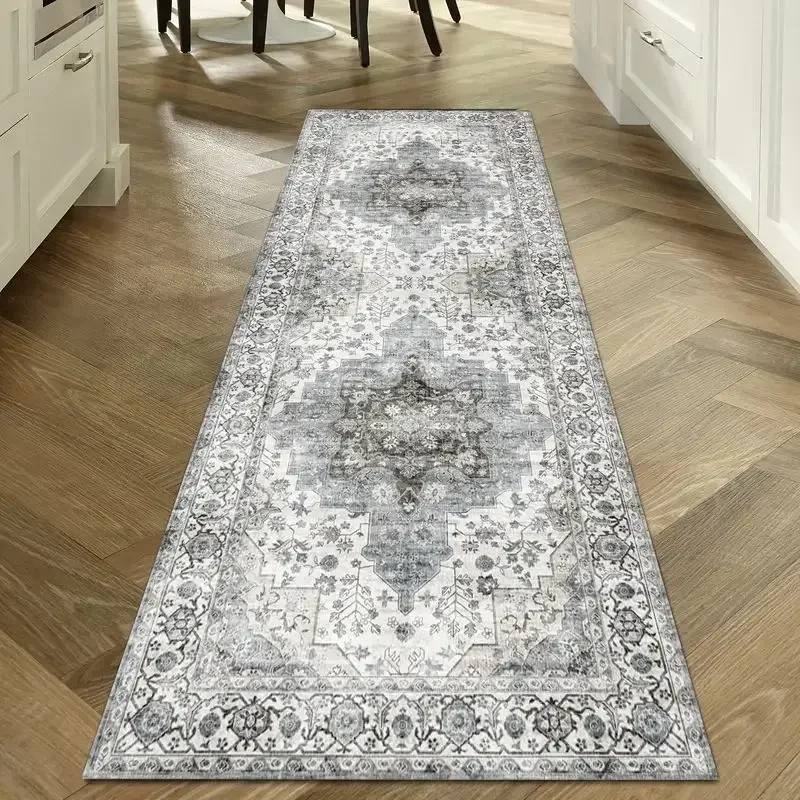 Vintage Boho Muster Küchenläufer Teppich Blau Weiß Design Teppich für Küche Gang Frischer Küchenbereich Zeitgenössische Heimdekoration