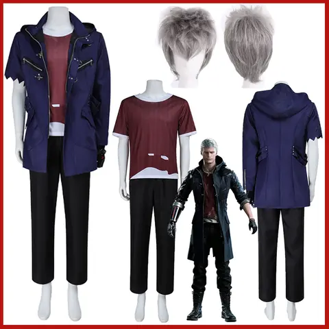 Game Devil May Cry 5 Nero Cosplay Costume DMC5 Hunter Nero Wig Gloves Jacket Gothic Uniform Party Comic-Con Halloween Men Suits