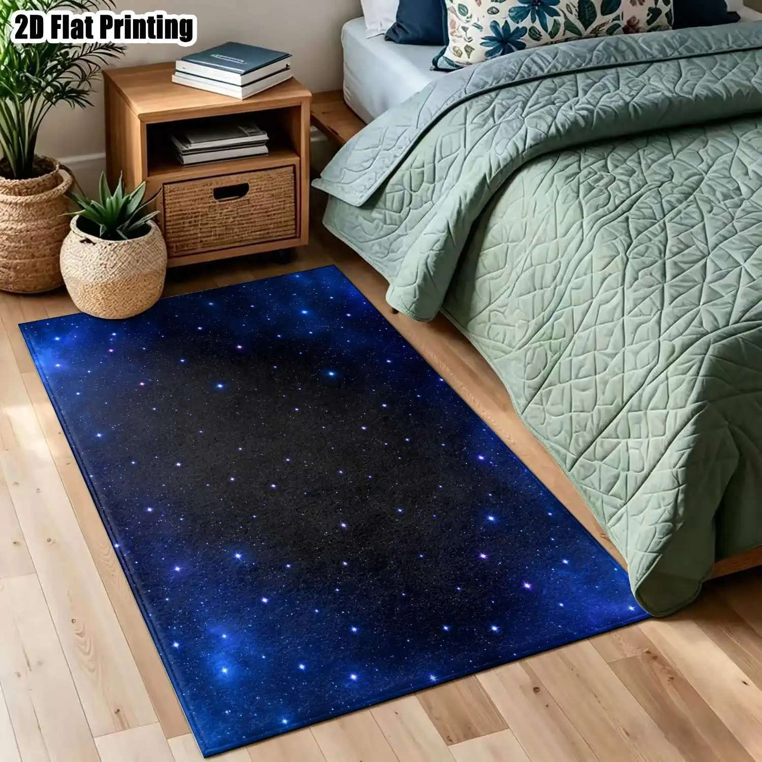 1Pc 2D Printed Starry Sky Pattern Carpet: Nordic/Instagram/Modern Minimalist/European/Vintage Style, Multi-Size, Machine Washable, Suitable for Entrance, Dining, Foyer, Bedroom, Living Room as Home Decor Floor Mat