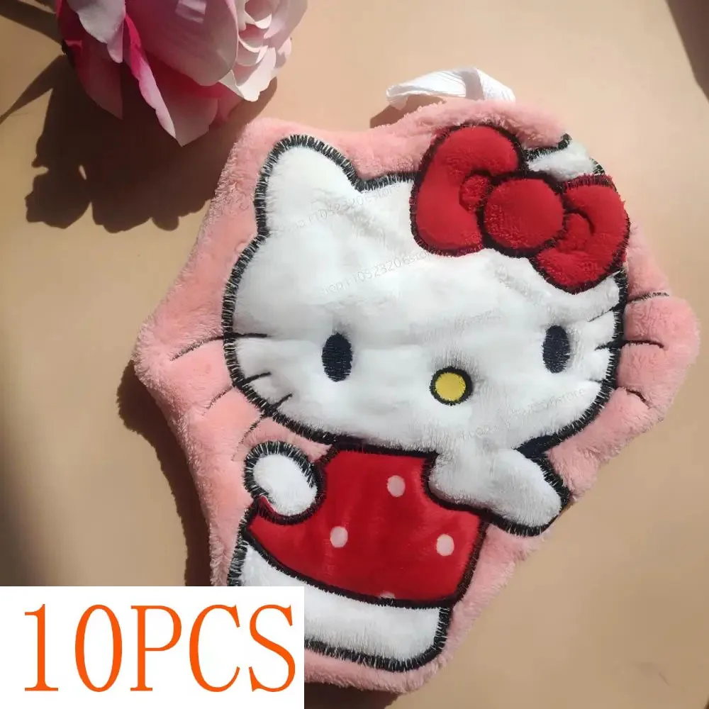 

2026!! 1/3/10 шт. Sanrio Hello Kitty: Коралловое велюровое впитывающее полотенце для рук, подвесное, милое маленькое полотенце