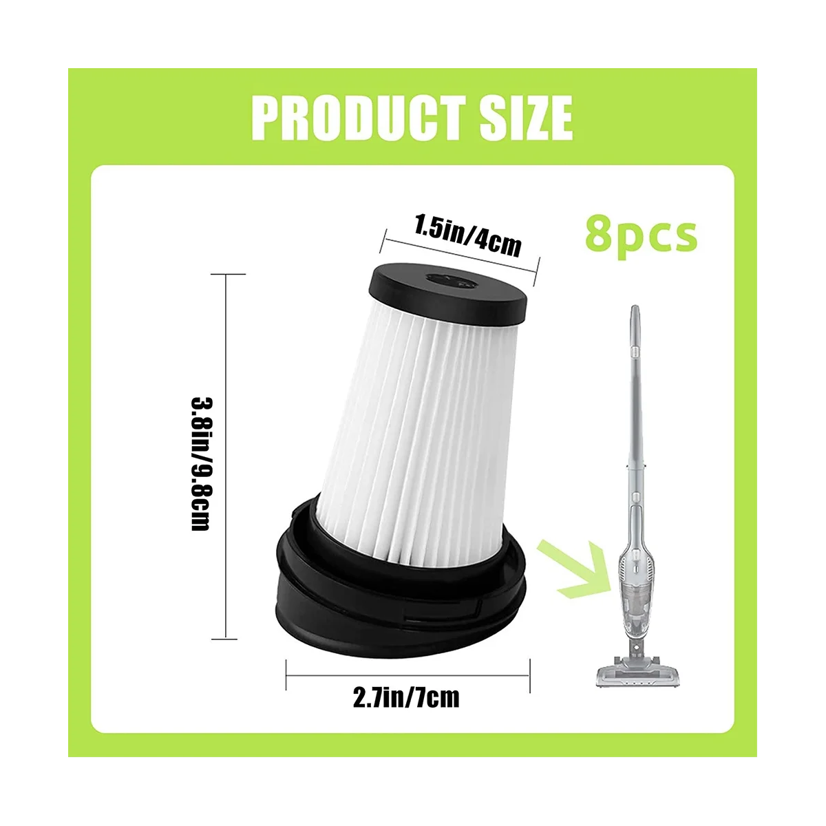 8 filtros para aspiradora de mano, para Vch 9629 Vch 9630 Vch 9631, filtro para aspiradora con cepillo de limpieza