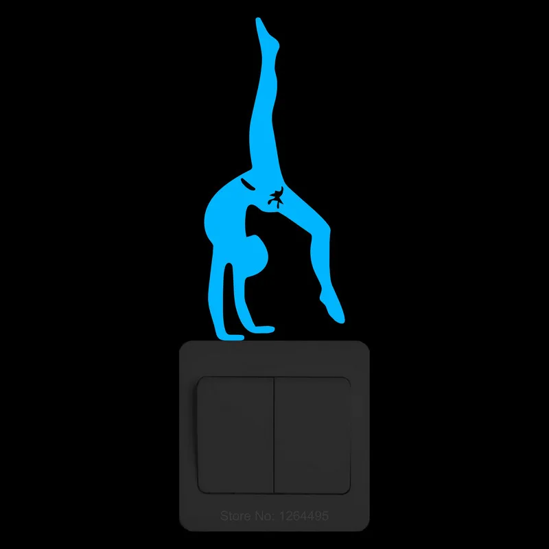 Ragazza Gymnast Glow Sticker formazione di danza istituto interruttore a parete decorazione porta del frigorifero telefono portatile Car Body Window