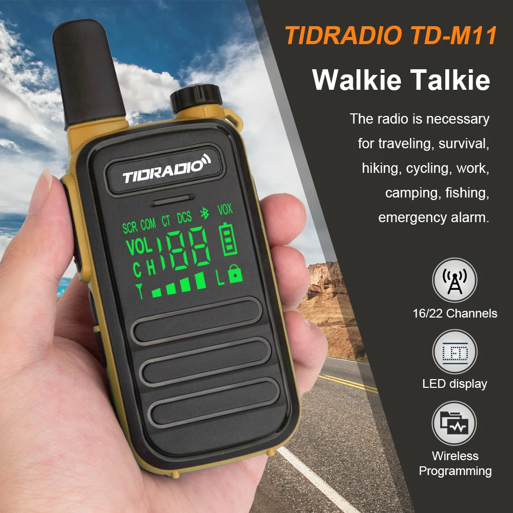 TIDRADIO 2 шт. TD-M11 Mini Walkie Talkie FRS Long Range перезаряжаемая портативная детская двухсторонняя радиостанция Type-C зарядное устройство для кемпинга