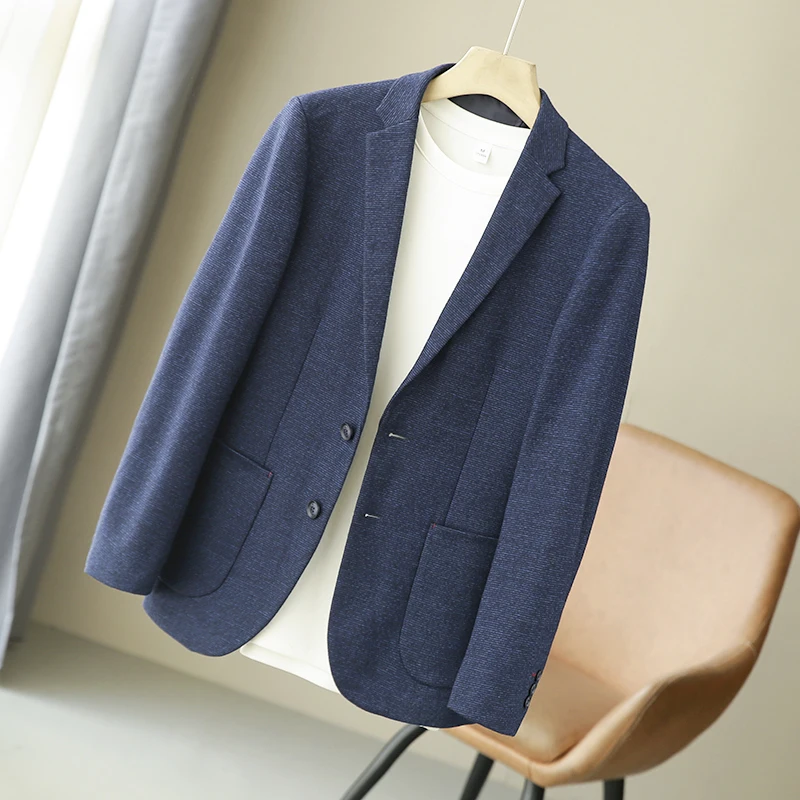 

Busin Casual Woolen Suit Jaet Men's Faion Ci Sle Long Sve Two Buttoned Lapel Coat for Commuting And Leisure