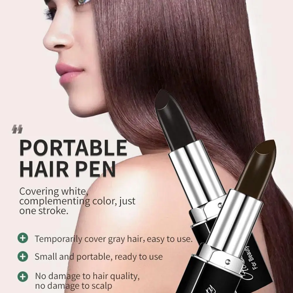 قلم أحمر شفاه مصبوغ للشعر للاستعمال مرة واحدة ، أحمر شفاه سريع قابل للغسل من الفولاذ المقاوم للصدأ ، غطاء عالي التشبع ، يدوم طويلاً ، رمادي