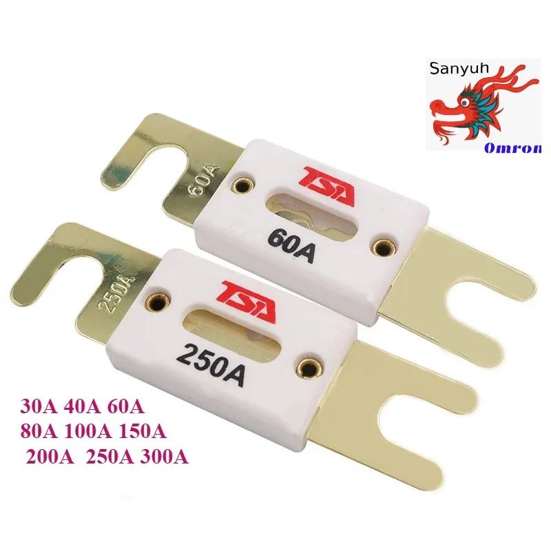 81mm Pure Copper Gold Plated Car Audio Special Fuse, Bolt-and-bolt  ANL Large Ceramic Fuse 300A 250A 200A 150A 100A 80A 60A