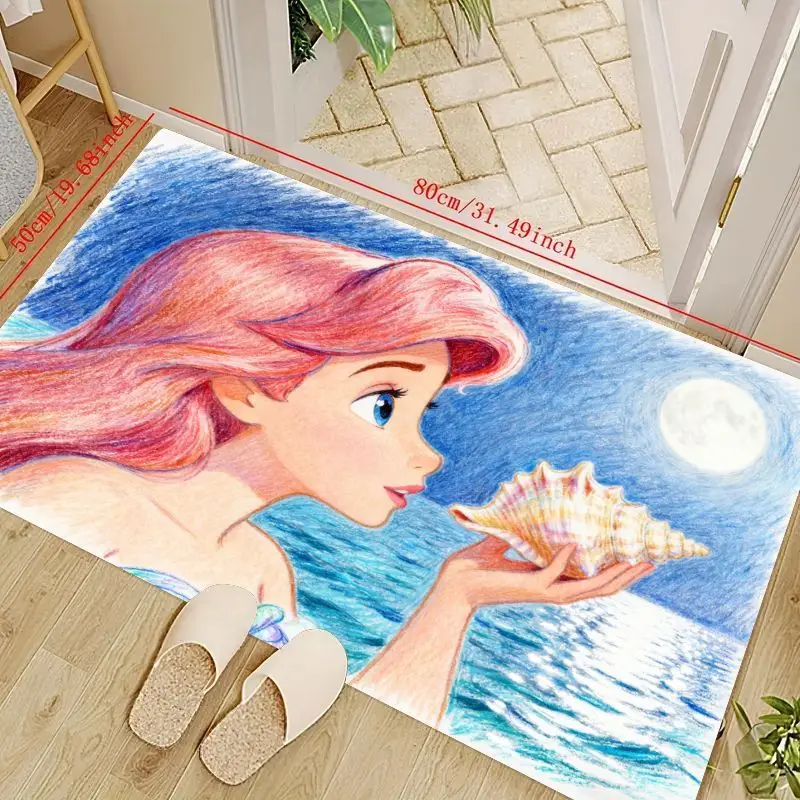 

1 шт. мягкий коврик с тематикой русалки и дизайном Ariel для гостиной, спальни или детской комнаты, нескользящий большой напольный коврик для