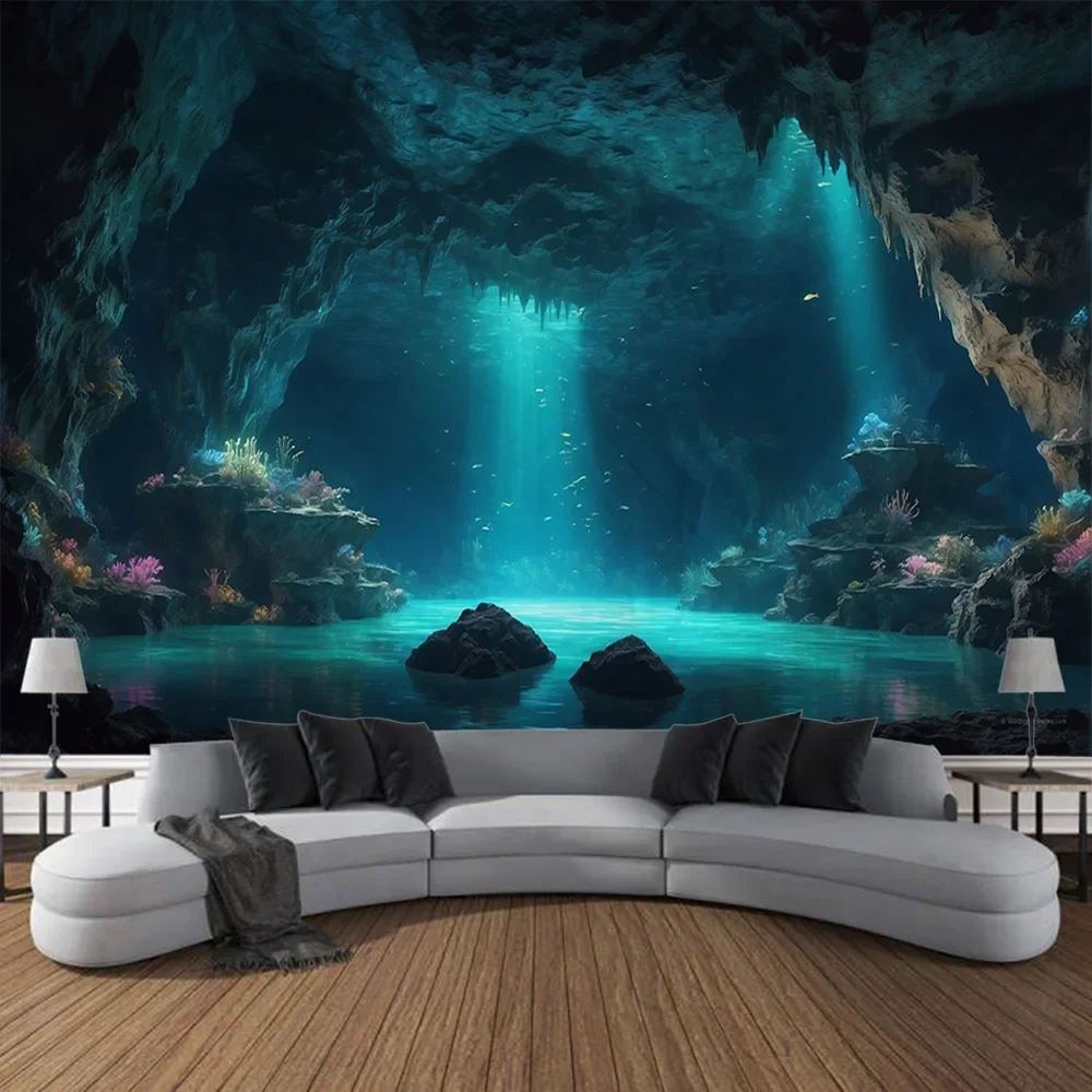 Beautiful Garden Landscape Tapestry Home Art Decoration Wall Mounted Fairy Tale Posters Fantasy Sea View Room Background Cloth