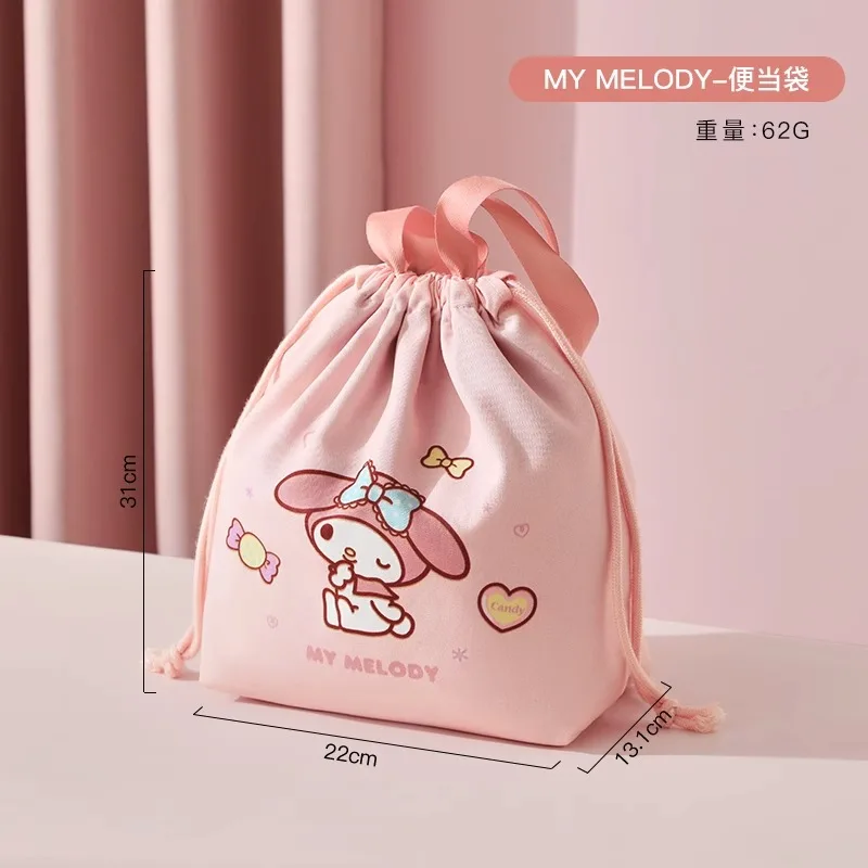 Sanrio Hello Kitty Cinnamoroll Anime Kawaii Lunch Box Simpatico cartone animato My Melody Bento Tote Bag Lavoratore Giocattoli scolastici per ragazze