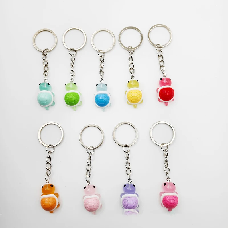 Cartoon Mini Resin Luminous Turtle Ornament Keychain Glow-in-the-dark Color Turtle Keyring Backpack Accessories