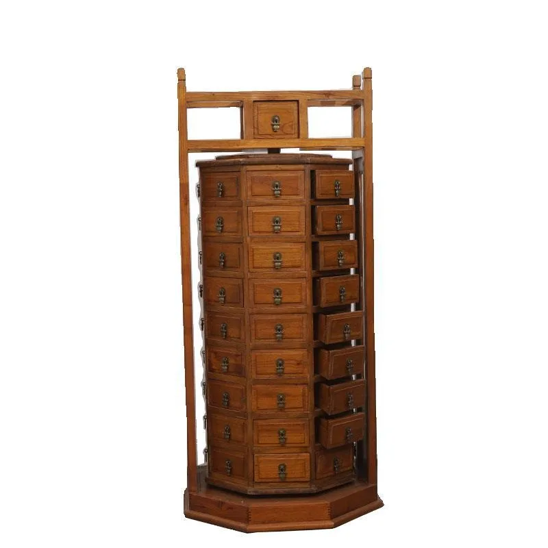Medieval furniture simple multi-pump storage cabinet, medicinal material locker solid wood edge cabinet