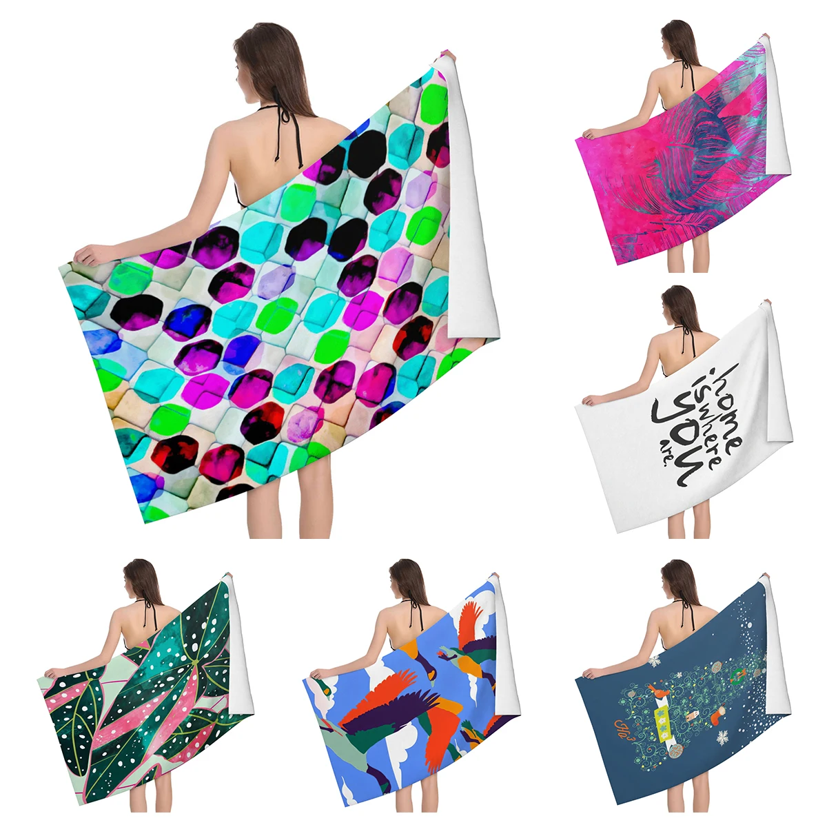 Home bath towels for the body towels bathroom quick drying microfiber beach Oil painting style man large sports towel morandi