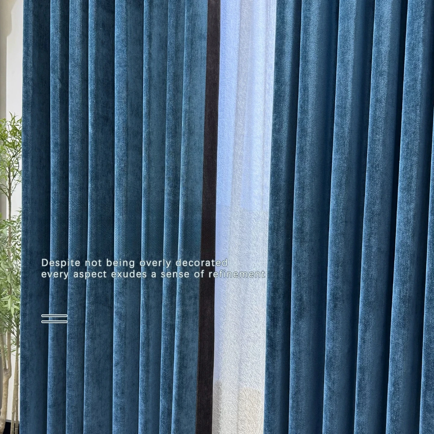 Lake Blue Color Contrast Thickened Chenille Mosaic Blackout Curtains for Bedroom Living Room Balcony Customized French Window