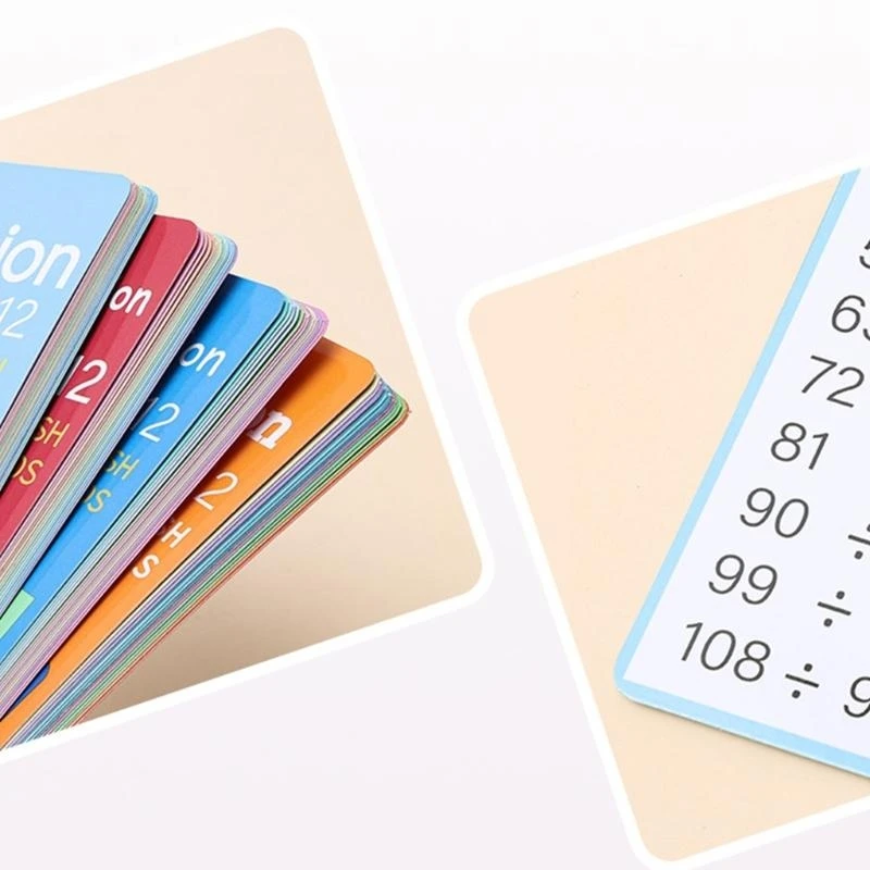 Math Facts Flash Cards Reusable Learning Flashcards for Write and Wipe, Interactive Multiplication Division Flash Cards