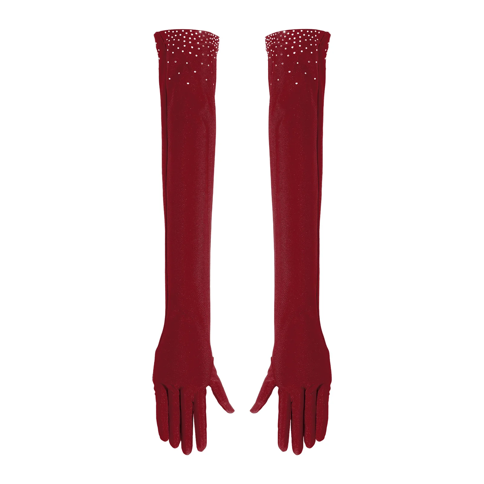 Damen Latin Samba Cha Cha Tanzkleid mit Strass-Mesh-Fransen, Asymmetrischem Rock und Langen Handschuhen, Wettbewerbs- und Aufführungskostüm – Detail 9