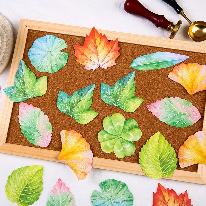 

30 sheets kawaii Leaf Sticky Note Self-Adhesive Memo Pad BookMarker Annotation Reading Book Tab Label Paper Stickers Stationery