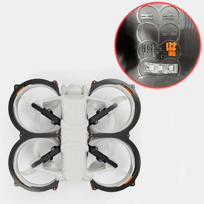

1Set RC FPV Drone Heavy-Duty Crash-Resistant Protective Ring 2mm Carbon Fiber Plate with TPU Anti-wear Pads for DJI AVATA2 Parts