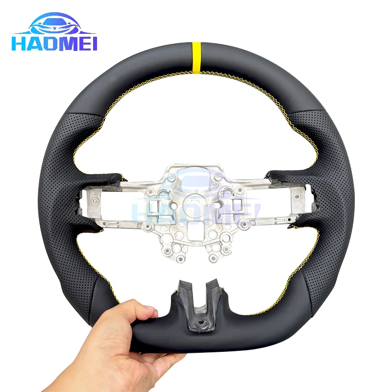 

Подходит для Ford Mustang, черный гладкий перфорированный кожаный руль 2015-2017 2018-2023, оригинальная замена автомобиля