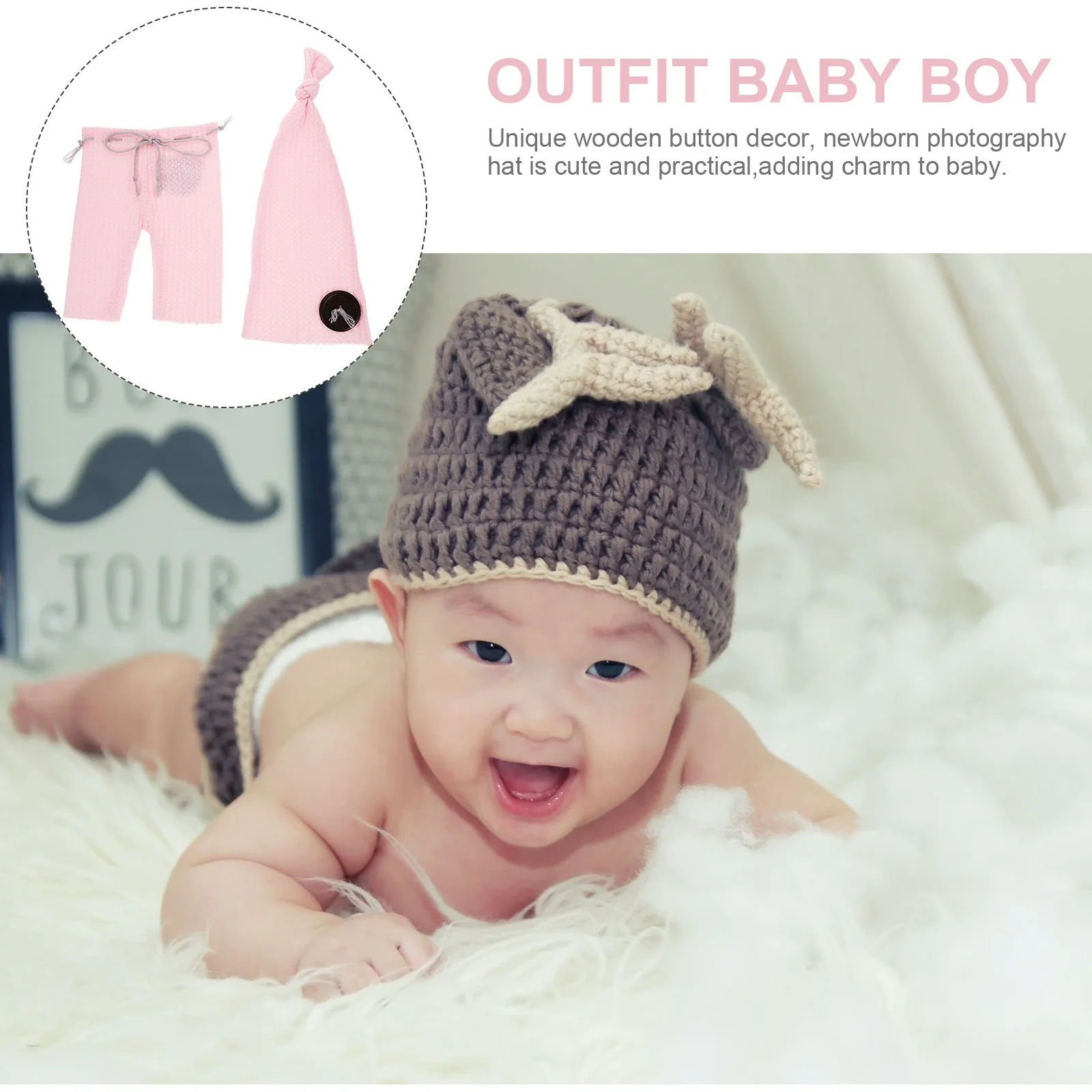 

1Set Newborn Knit Pants Hat Set Breathable Soft Baby Boy Girl Outfit Photoshoot Hospital Photography Newborn Photography Props