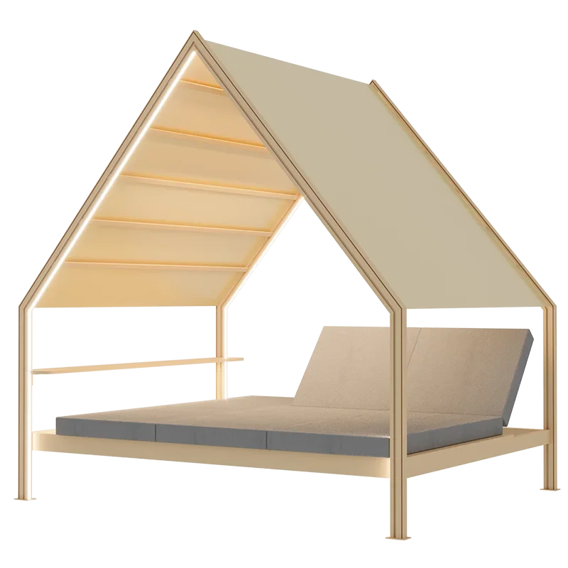 

Outdoor bed courtyard furniture villa wooden house yard leisure sofa bed swimming pool lounge chair waterproof and sun
