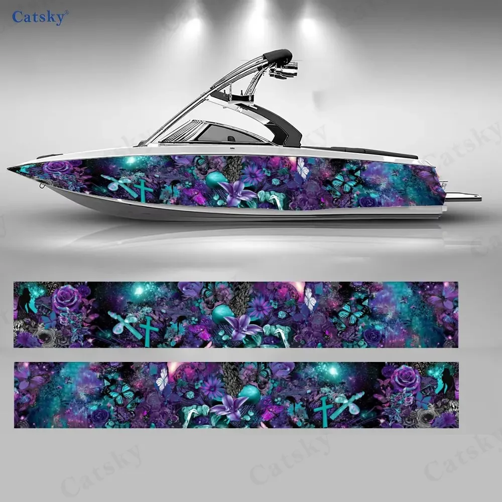 2Pcs Deep Sea Fantasy Mermaid Boat Stickers, PVC Waterproof Vinyl Wrap Decals for Fishing Boats, Durable and Stylish Design