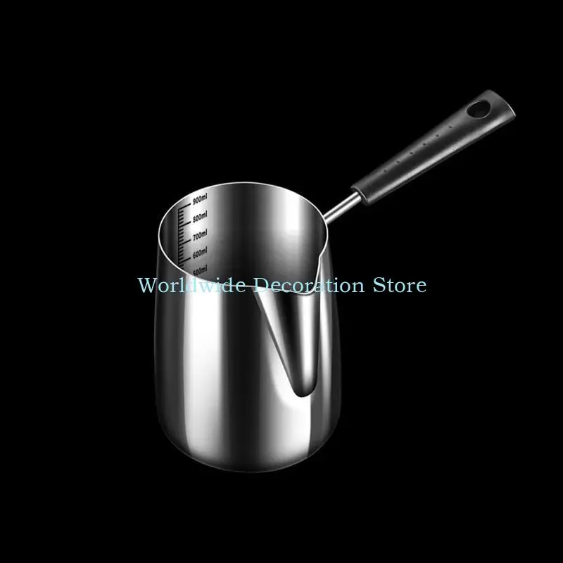 Q39B Stainless Steel Hot Milk Pot Chocolate Boiled Sugar Cheese Butter Melting Pot with Dual Pour Spouts Butter Melting Pot