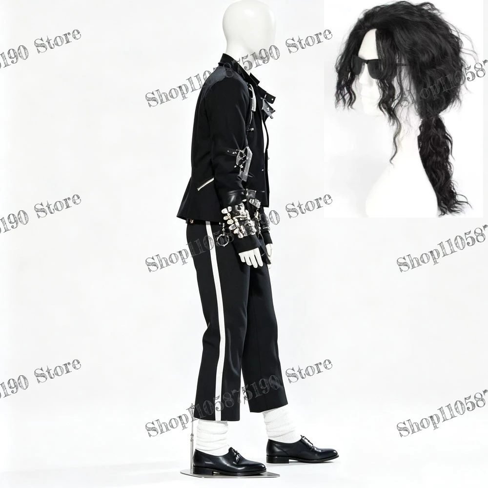 Michael Jackson Cosplay Costume Bad World Tour Punk Performance Jacket Pants Tops Accessories Full Set Stars Impersonator Outfit view 2