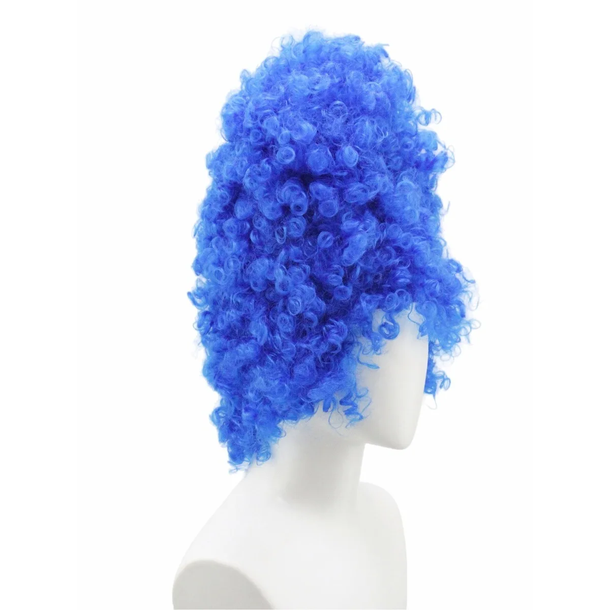 Vibrant Blue Voluminous Explosive Big Wavy Curly Layered Synthetic Wig 16inch for Cosplay Party