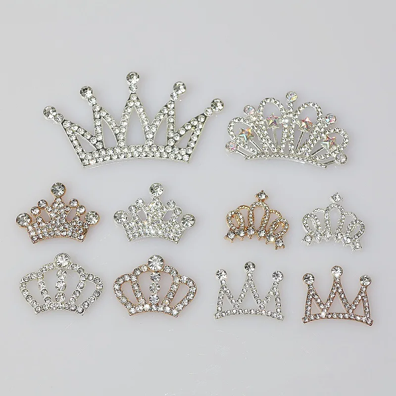 5Pcs 10styles Crown Jewelry Embellishment for DIY Handmade Hair Accessories Sneakers, Clothes, Party Decor Rhinestone Alloy Appl