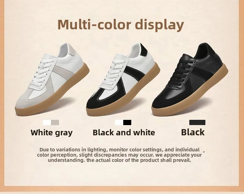 Men's Invisible Height Increasing Shoes 6/8cm German Training Shoes Breathable Genuine Leather Retro Casual Sports Shoes