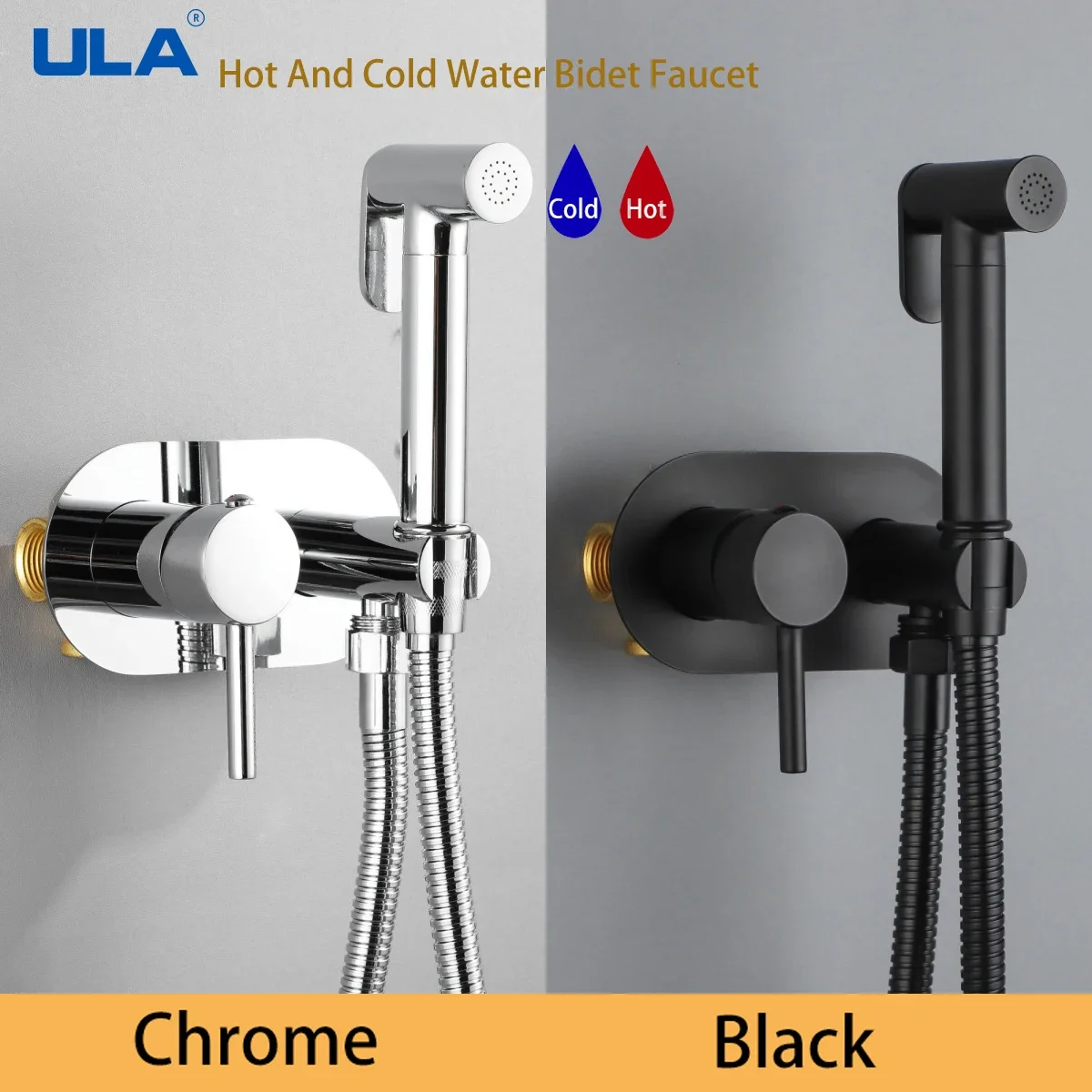 

ULA Brass Bidet faucet Portable Bidet Sprayer Set Toilet Faucet Hot Cold Water Bidet Mixer Bathroom Shower Head Self Cleaning