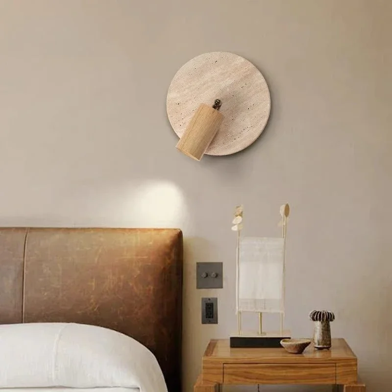 Retro Creative Bedside LED Wall Light Natural Yellow Cave Stone Wall Light with Cable Switch Bedroom Study Atmosphere Lighting