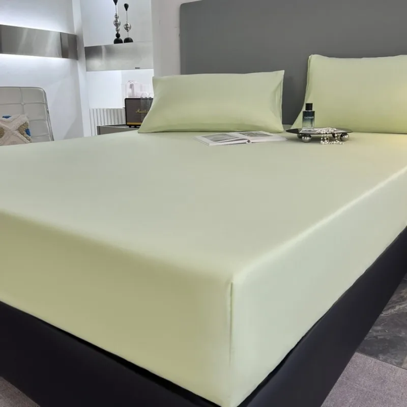 New solid color fitted sheet single-piece all-inclusive mattress protective cover non-slip and dirty, no pillowcase