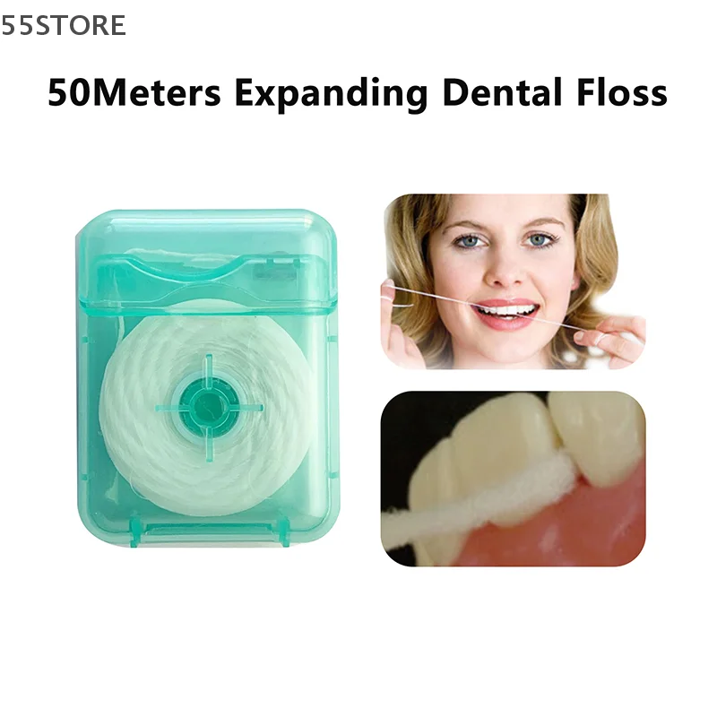 1Roll 50M Water Expanding Dental Floss Fluffy Oral Cleaning Tools for Adults Home Interdental Brush Care