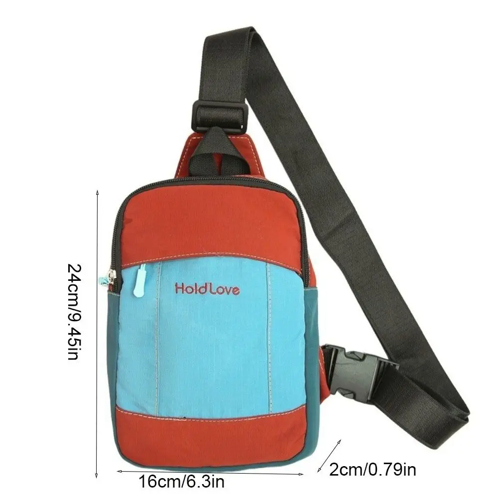 Fashion Square Men Chest Bag Zipper Korean Style Sports Shoulder Bag Splicing Color Multifunctional Nylon Crossbody Bag Running