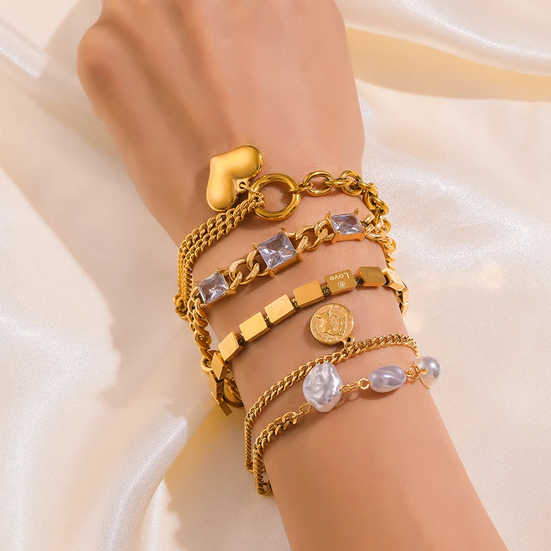 EILIECK 316L Edelstahl Einfache Zirkonia-Kettenarmbänder für Damen Wasserdicht Luxuriöser Glitzer Stilvoller Charm-Schmuck Geschenke – Detail 8