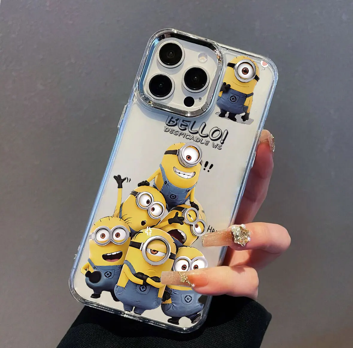 Funda de teléfono divertida y encantadora de M-Minions para iPhone 17 16e 16 15 14 13 12 11 Pro Max X XR XSMAX 8 7 Air Plus, funda suave transparente