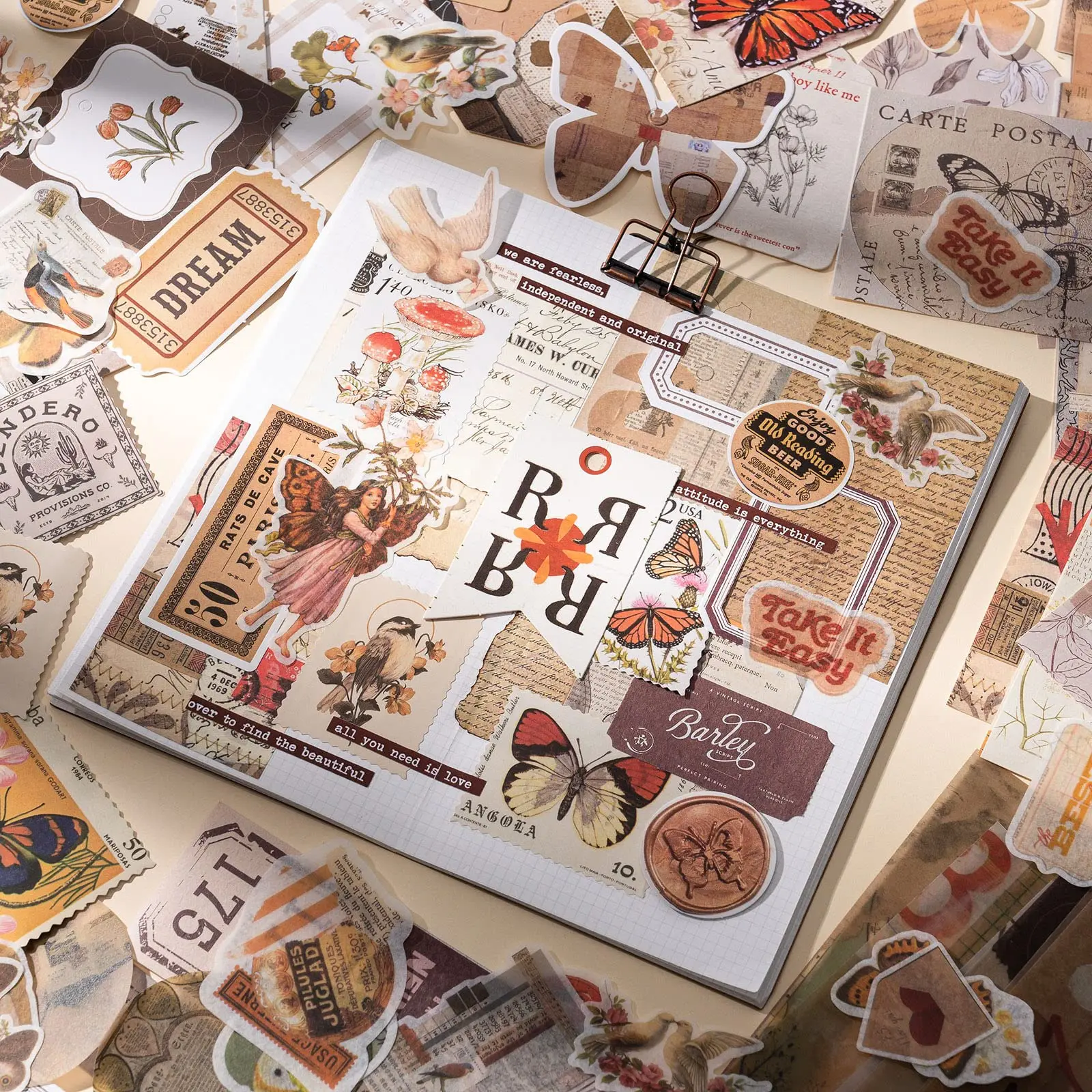 مجموعة سجل القصاصات Simno Vintage مع ملصقات اقتباسات مجموعة ورق دفتر الملاحظات TN - مثالية لمجلات الرصاصة والمخططين الحرفية #4