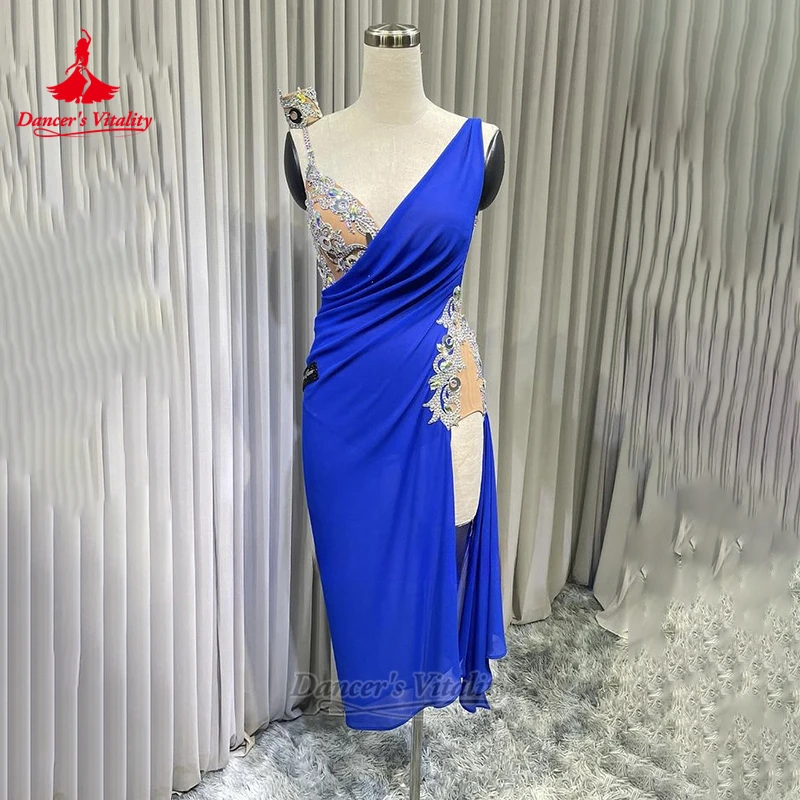 فساتين نسائية لاتينية مثيرة بدون ظهر بحمالات متقدمة مخصصة لحيوية الراقصة تشاتشا سامبا السالسا زي احترافي