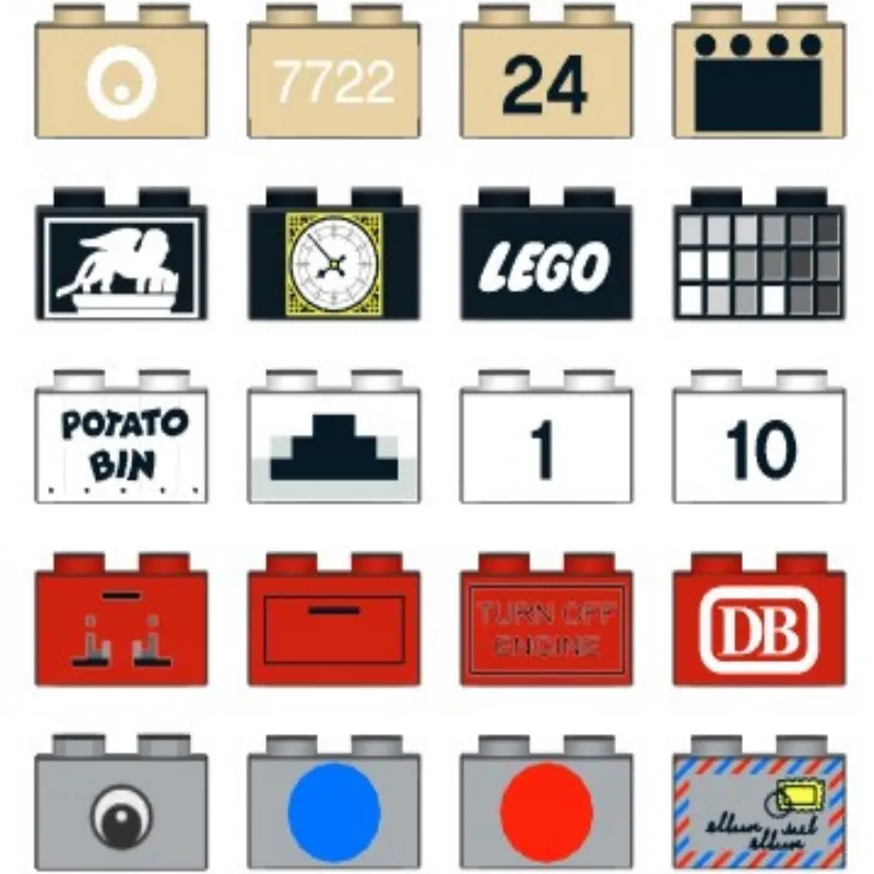 10pcs Building block part 3003 printing part with interchangeable base color, customized pattern, clock, number, pattern, letter