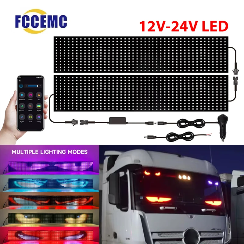 

200/150/120 cm Devil's Eye LED Truck Sign scrolling Animation APP Remote Control LED Matrix Pixel Panel LED Display Light 12-24V