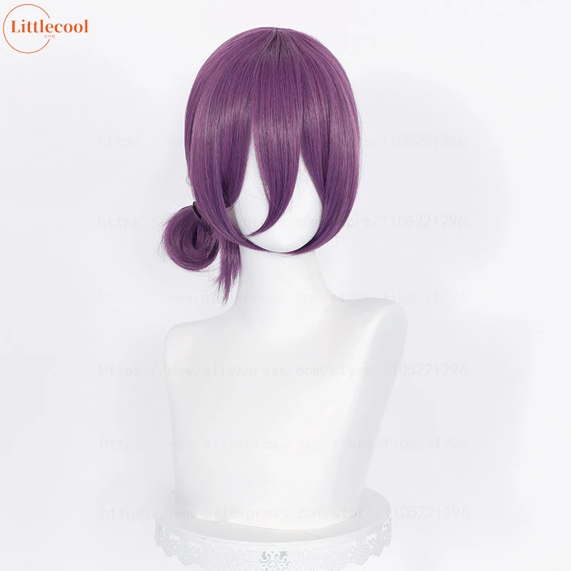 High Quality Anime Reze Cosplay Wig 45cm Purple Bun Heat Resistant Synthetic Hair Party Hallowen Role Play Rezee Wigs +WigCap