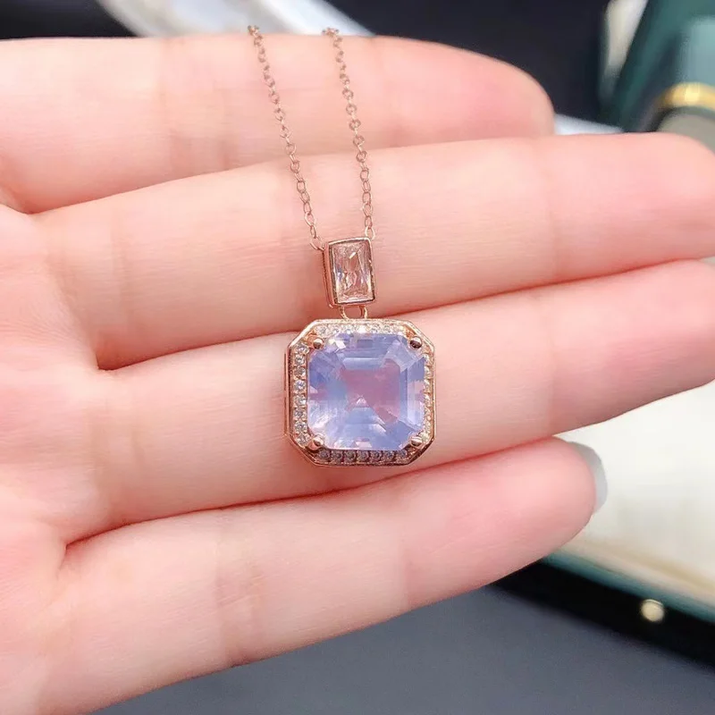 

Classic Light Purple Amethyst Pendant 10mm 5ct Natural Amethyst Necklace Pendant 925 Silver Crystal Jewelry with Gold Plating