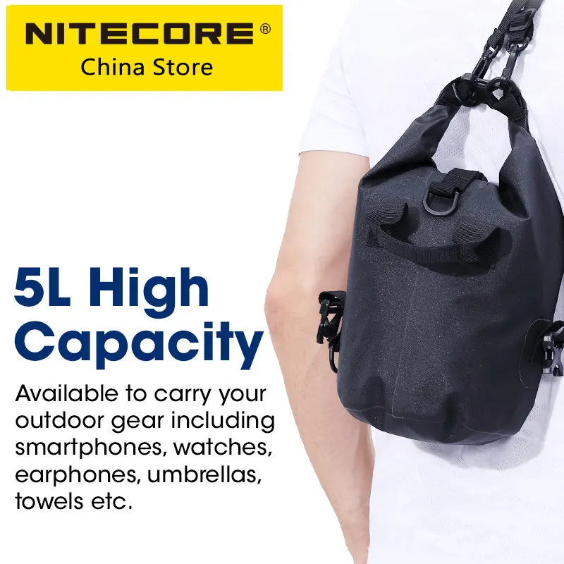 

NITECORE WDB05 5L Waterproof Dry Bag Outdoor Swimming Rafting Floating Boating Storage Pack Survive 500D TPU Composite Fabrics