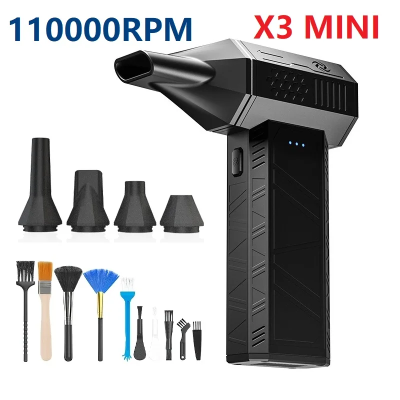110000PRM Ventilatore elettrico portatile Turbo Jet Ventilatore Motore brushless Mini vento regolabile violento con kit di pulizia a quattro ugelli