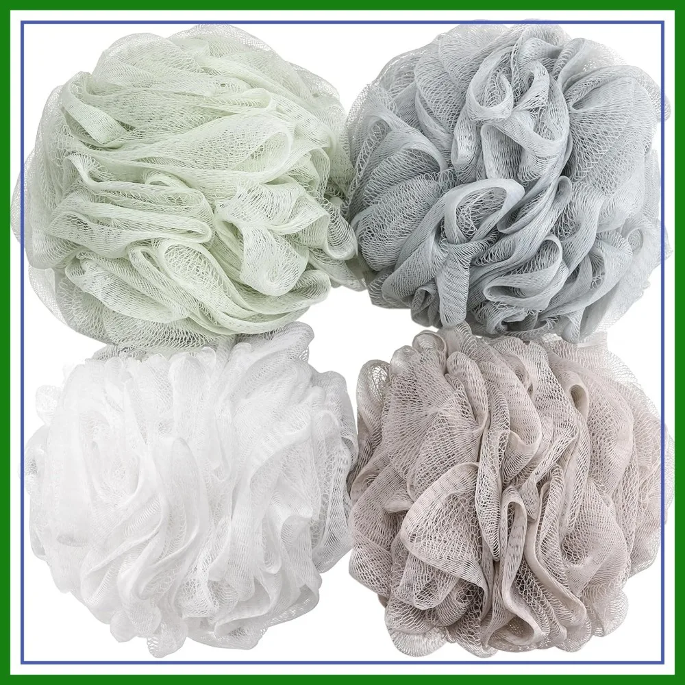 BTYMS Bath Sponge Shower Loofahs 60g Mesh Pouf Body Wash Puff - Pack of 4