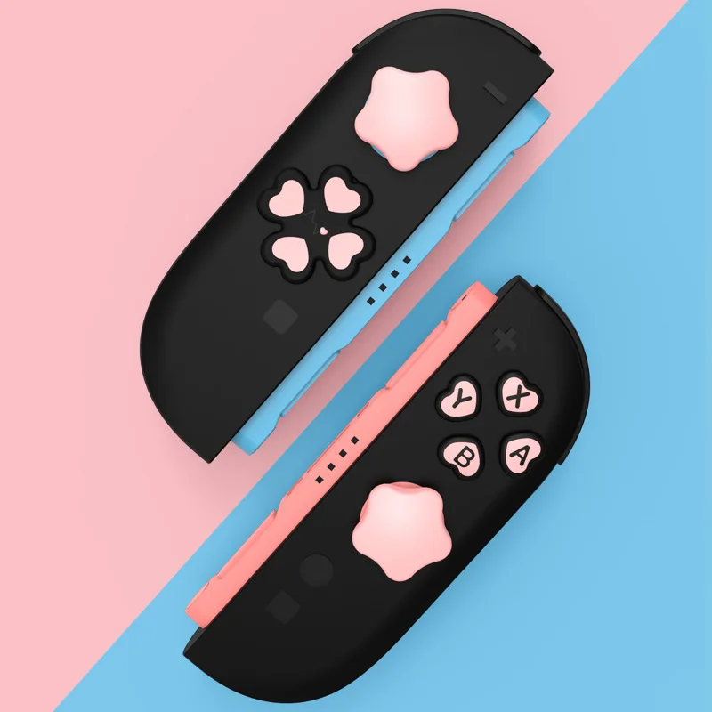 Cute Silicone Soft D-Pad Button Cap Set For Nintendo Switch 2 Joy-con Thumb Sticks Grip Cover w/ ABXY Buttons Stickers