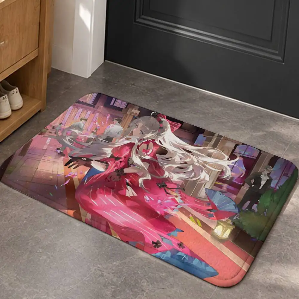 WuWa Game C-Carlotta Mirror Girl Short Plush Non-Slip Floor Mat, Easy to Clean, for Bathroom Door & Bedroom Door