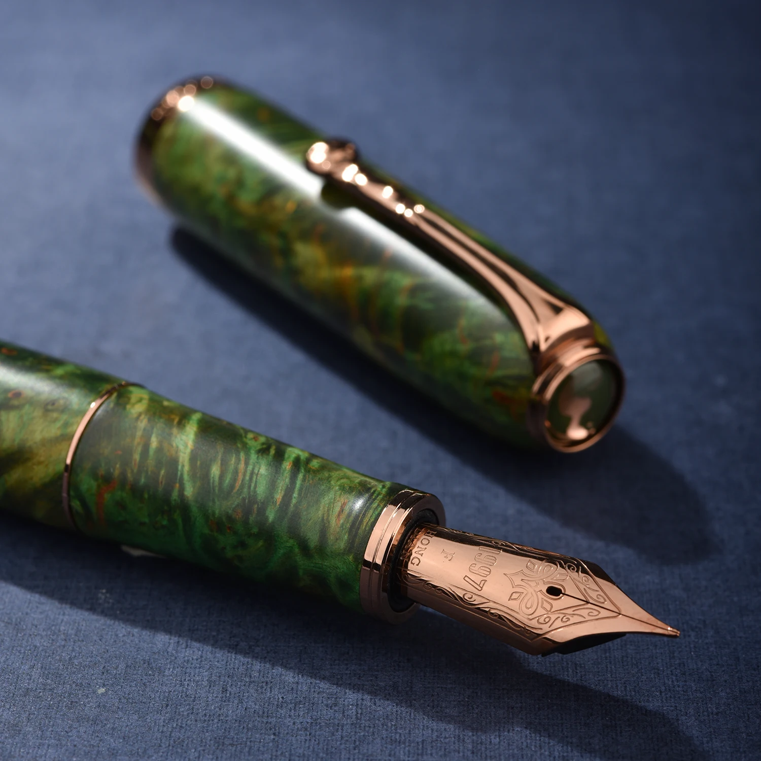 قلم حبر خشبي ثابت من Hongdian A10 EF/F Nib قلم كتابة يدوي مع محول #4